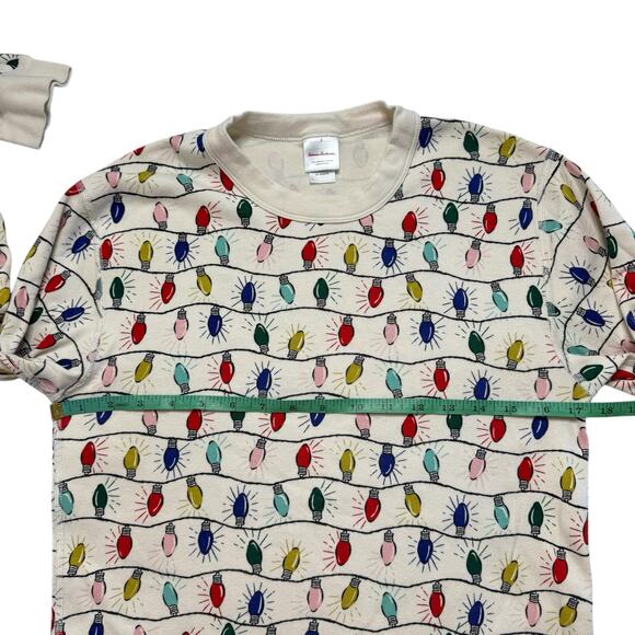 HANNA ANDERSSON Holiday Pajama Top in Bright Bulbs Sz Small Adult Lights Organic - Picture 7 of 9